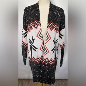 NEW w/Tags Love By Design Black, White, and Orange Geometric Cardigan Size XL